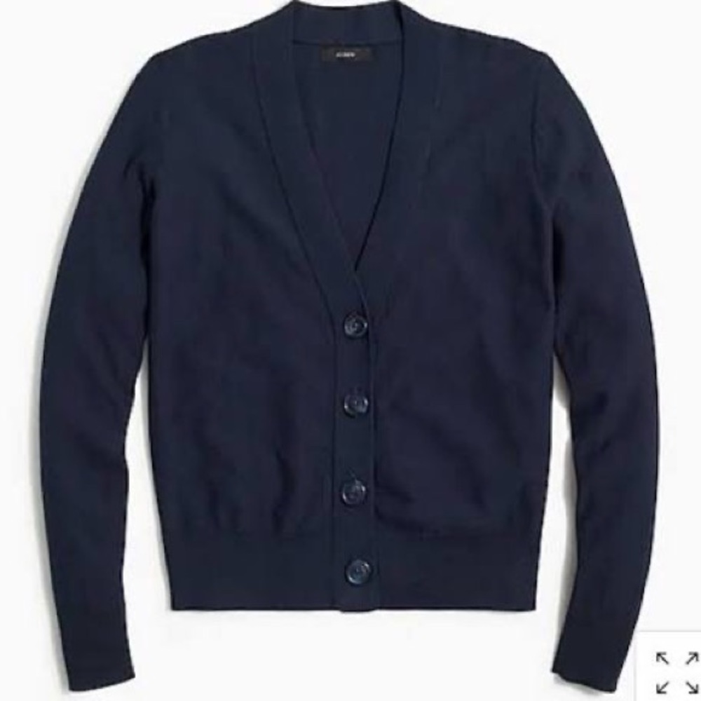 J Crew Navy Wool Cardigan Sz Small